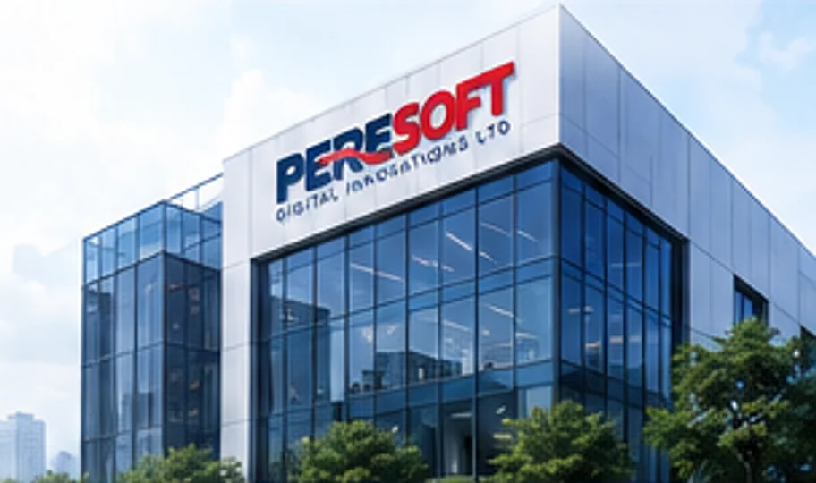 The Peresoft Digital Innovations Ltd office building, with the Peresoft logo on its glass-and-steel facade.